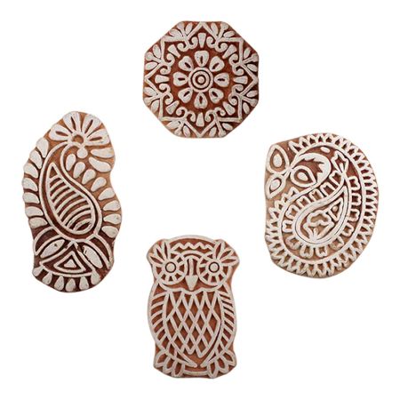 Set of 4 Piece New Mix Wooden Printing Blocks